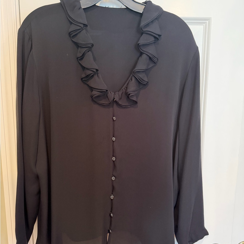 Elegant Black Ruffle Blouse